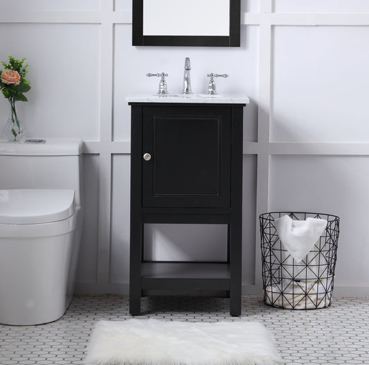 Elegant Decor Home Furnishing 19-in Black Undermount Single Sink Bathroom Vanity with Carrara White Marble Top