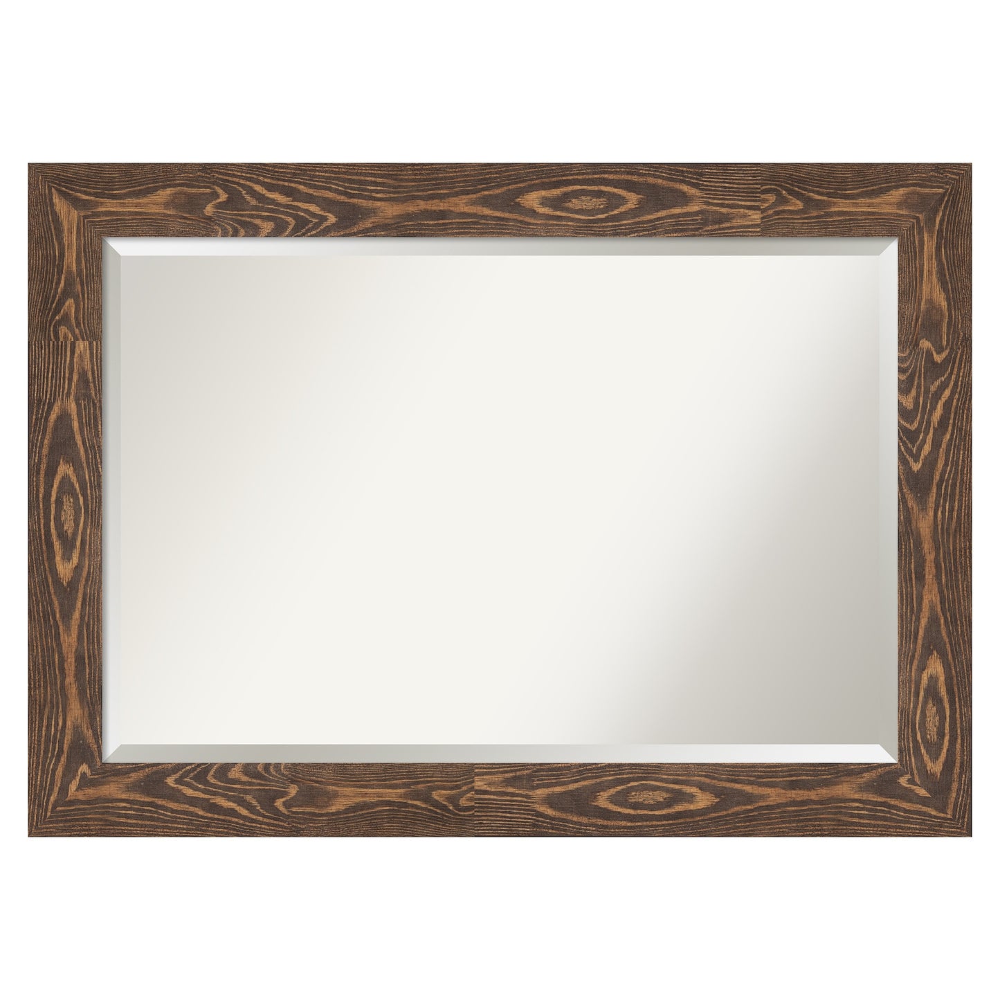 Amanti Art Bridge Brown Frame 42-in W x 30-in H Rectangle Bridge Brown Framed Vanity Mirror