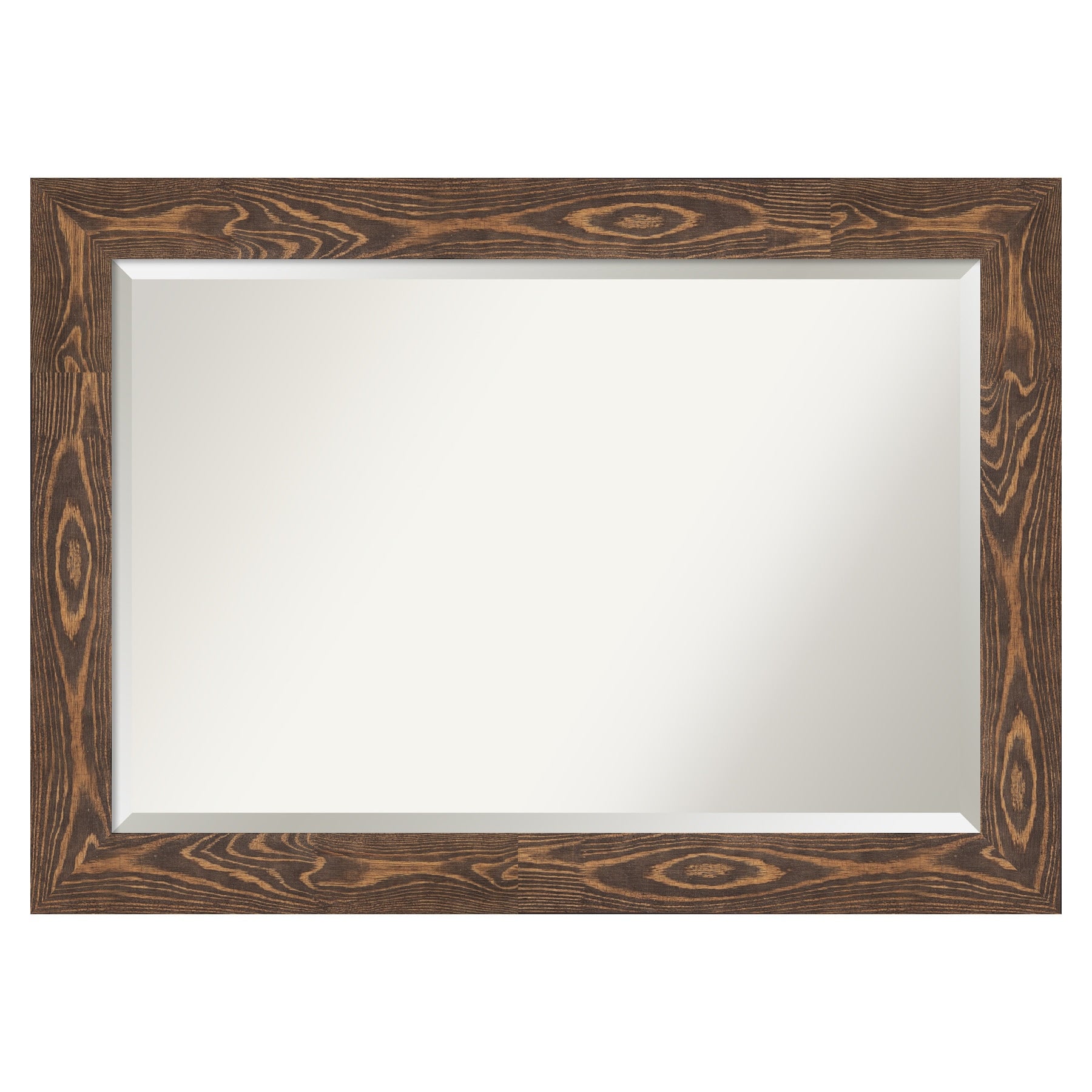Amanti Art Bridge Brown Frame 42-in W x 30-in H Rectangle Bridge Brown Framed Vanity Mirror