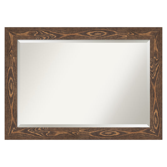 Amanti Art Bridge Brown Frame 42-in W x 30-in H Rectangle Bridge Brown Framed Vanity Mirror