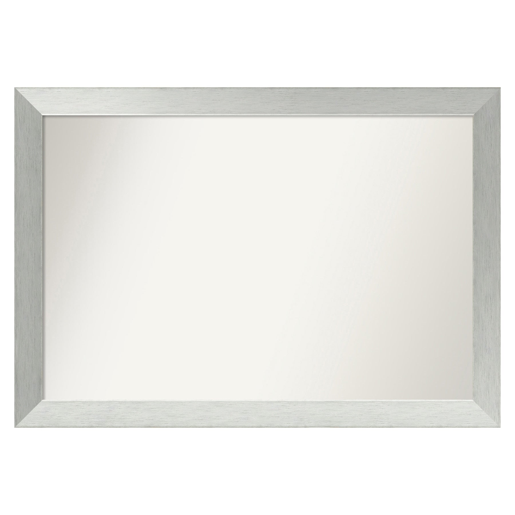 Amanti Art Brushed Sterling Silver Frame 40-in W x 28-in H Square Brushed Sterling Silver Framed Vanity Mirror
