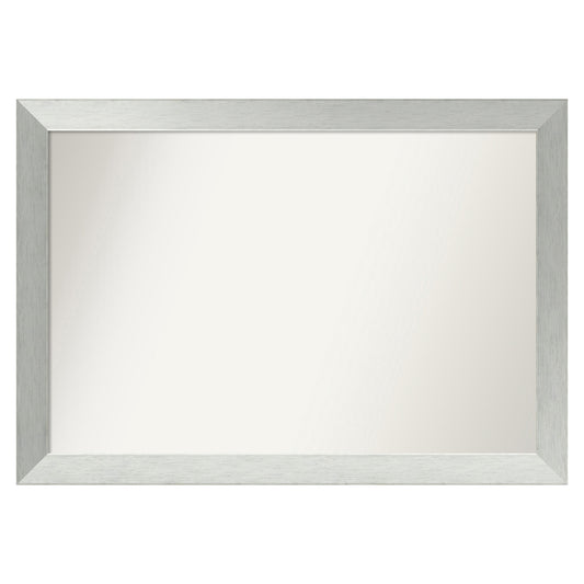 Amanti Art Brushed Sterling Silver Frame 40-in W x 28-in H Square Brushed Sterling Silver Framed Vanity Mirror