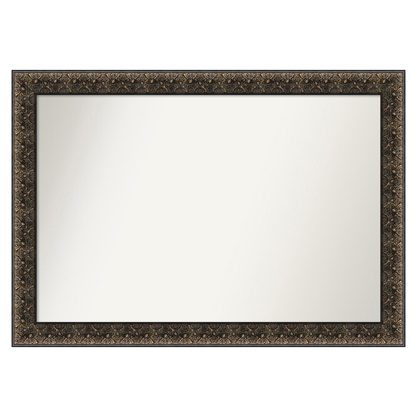 Amanti Art Intaglio Embossed Black Frame 40.5-in W x 28.5-in H Rectangle Intaglio Embossed Black Framed Vanity Mirror