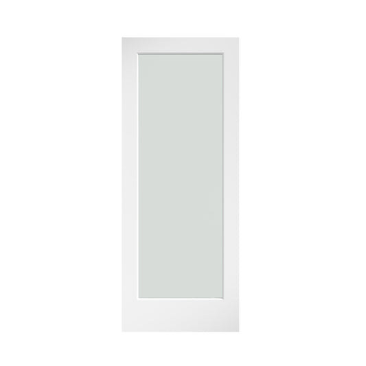 EightDoors 32-in x 80-in White finished 1-panel Frosted glass Smooth Solid core Prefinished Pine Wood Slab Door