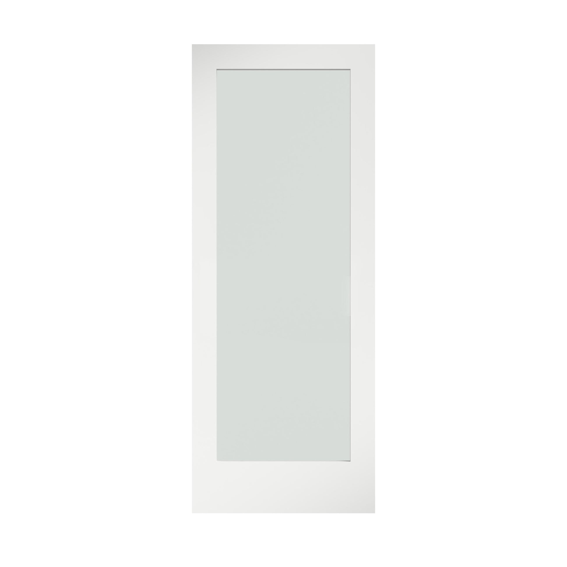 EightDoors 36-in x 80-in White primed 1-panel Frosted glass Smooth Solid core Primed Pine Wood Slab Door