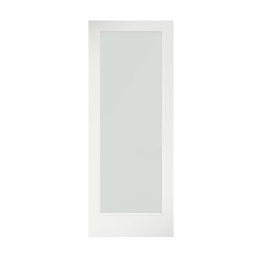 EightDoors 36-in x 80-in White primed 1-panel Frosted glass Smooth Solid core Primed Pine Wood Slab Door