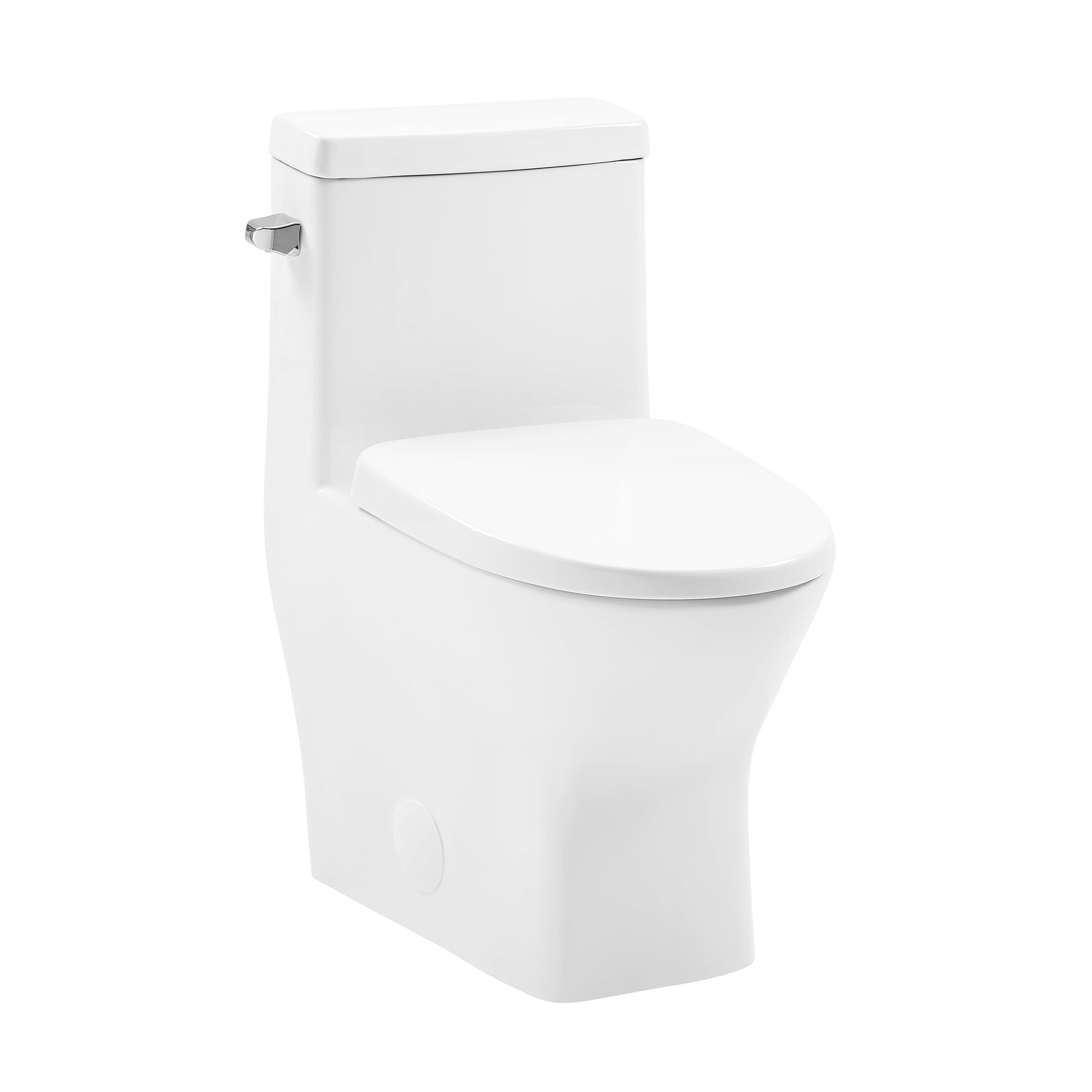 Swiss Madison Malta Glossy White Elongated Standard height 10-in Rough-In 1.28 GPF Smart Compatible Soft Close 1-piece Toilet