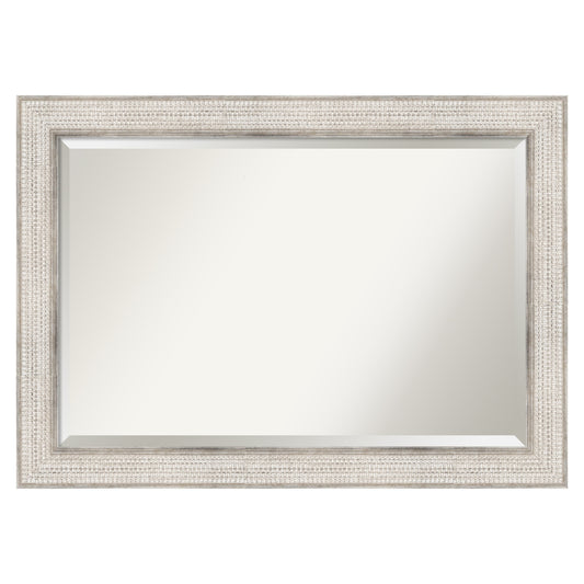 Amanti Art Trellis Silver Frame 42-in W x 30-in H Rectangle Trellis Silver Framed Wall Mirror