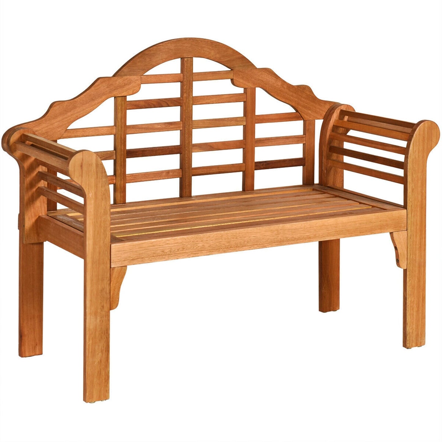 WELLFOR 48.5-in W x 38-in H Brown Eucalyptus Garden Bench
