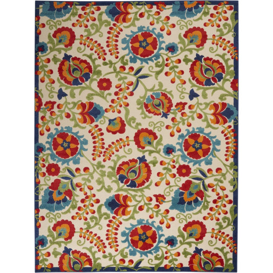 HomeRoots 8 x 11 (ft) Polypropylene Multicolor Rectangular Indoor/Outdoor Floral Area rug