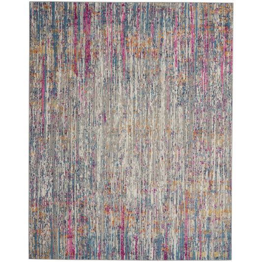 HomeRoots 7 x 10 (ft) Loomed Polypropylene Ivory Multi Rectangular Indoor Abstract Area rug