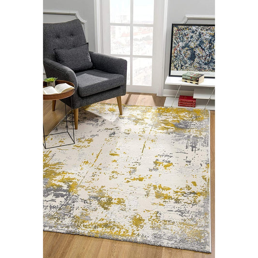HomeRoots 8 x 11 (ft) Polypropylene Gold Rectangular Indoor Abstract Area rug