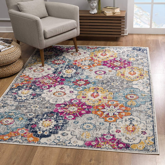 HomeRoots 8 x 11 (ft) Polypropylene Rust Rectangular Indoor Floral Area rug