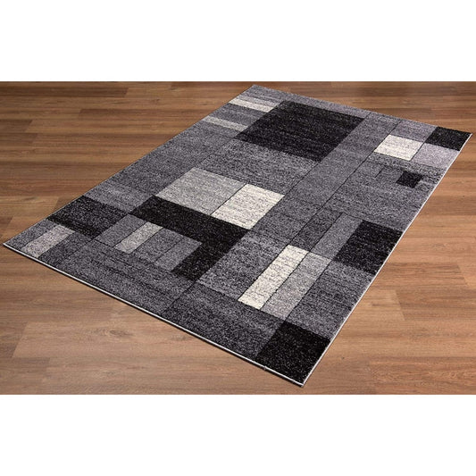 HomeRoots 7 x 9 (ft) Polyester Grey Rectangular Indoor Geometric Area rug
