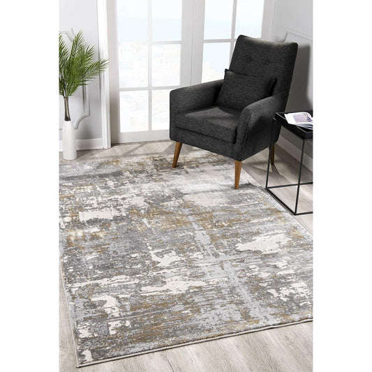 HomeRoots 5 x 8 (ft) Polyester Beige Rectangular Indoor Abstract Area rug
