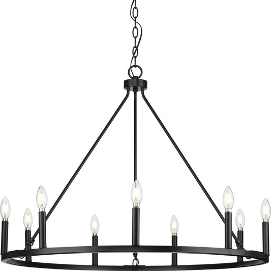 Progress Lighting Gilliam 9 -Light Matte Black Indoor Steel Chandelier