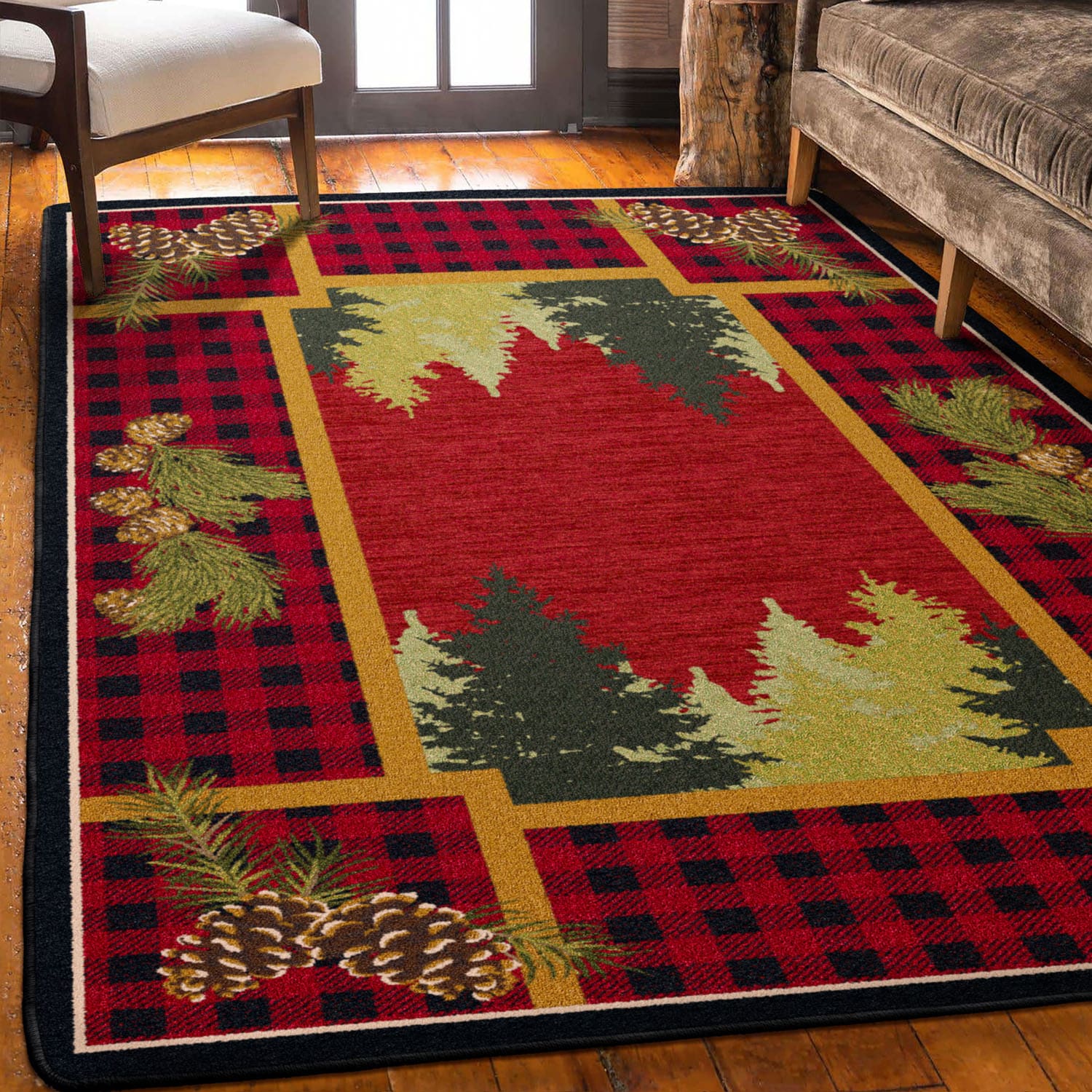 American Dakota 5 x 8 (ft) Tufted Nylon Red Rectangular Indoor Lodge Spot Clean Only Area rug