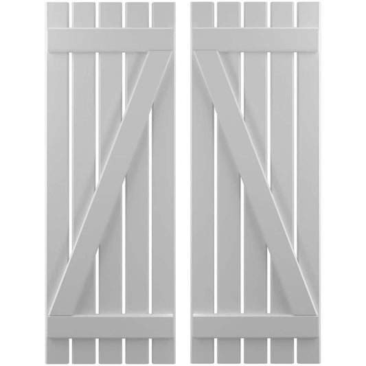 Ekena Millwork 19.5-in W x 76-in H Primed Paintable/Stainable Board and batten Wood Exterior Shutters ( 2 -Pack )