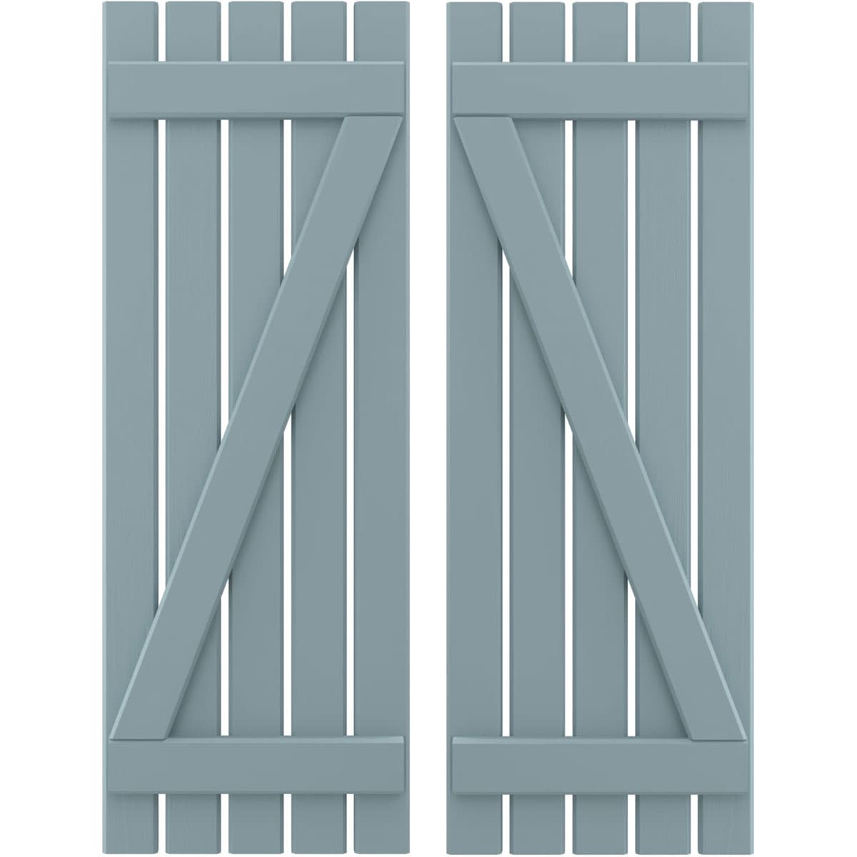 Ekena Millwork 19.5-in W x 73-in H Peaceful Blue Board and batten Spaced with z-bar Wood Exterior Shutters ( 2 -Pack )