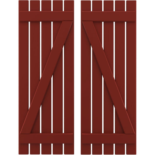Ekena Millwork 19.5-in W x 48-in H Pepper Red Board and batten Wood Exterior Shutters ( 2 -Pack )