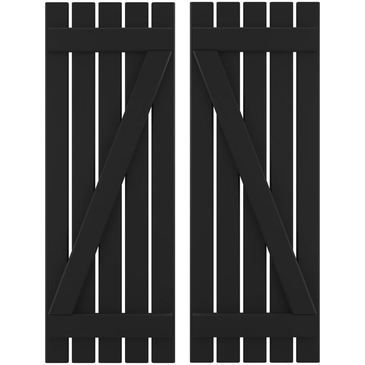 Ekena Millwork 19.5-in W x 78-in H Black Board and batten Z-bar Wood Exterior Shutters ( 2 -Pack )
