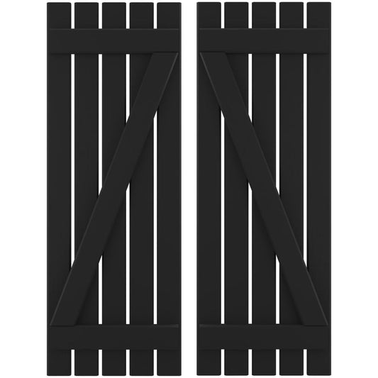 Ekena Millwork 19.5-in W x 70-in H Black Board and batten Wood Exterior Shutters ( 2 -Pack )