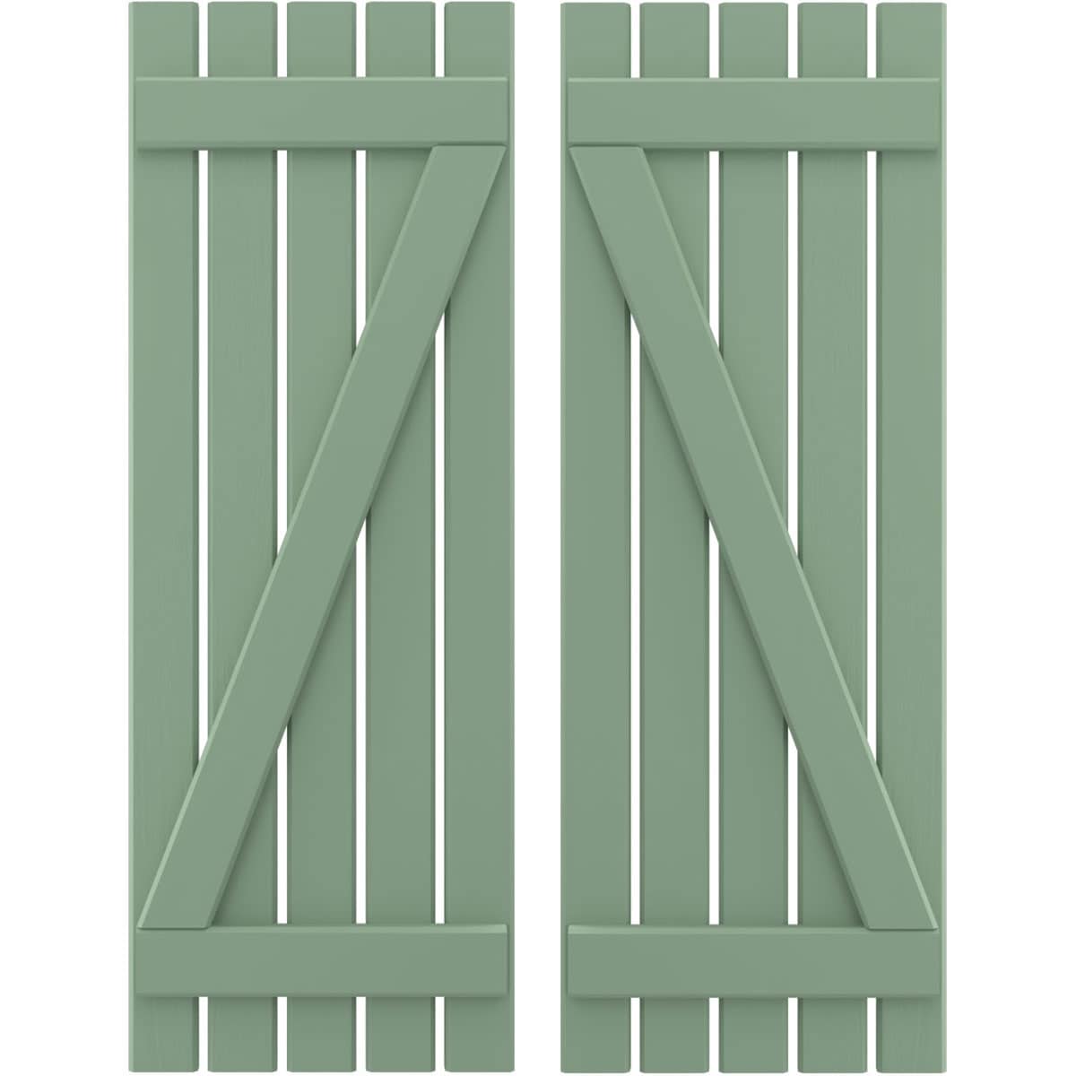 Ekena Millwork 19.5-in W x 50-in H Track Green Board and batten Framed Wood Exterior Shutters ( 2 -Pack )