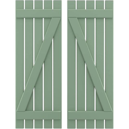 Ekena Millwork 19.5-in W x 50-in H Track Green Board and batten Framed Wood Exterior Shutters ( 2 -Pack )