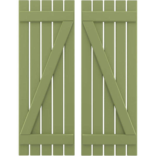 Ekena Millwork 19.5-in W x 74-in H Moss Green Board and batten Wood Exterior Shutters ( 2 -Pack )