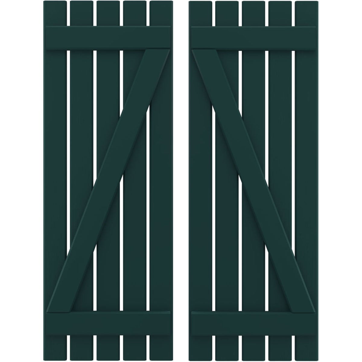 Ekena Millwork 19.5-in W x 51-in H Thermal Green Board and batten Spaced with z-bar Wood Exterior Shutters ( 2 -Pack )