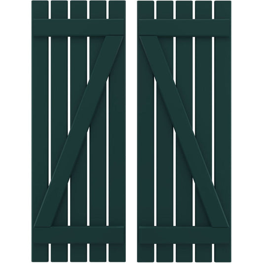 Ekena Millwork 19.5-in W x 51-in H Thermal Green Board and batten Spaced with z-bar Wood Exterior Shutters ( 2 -Pack )
