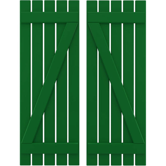 Ekena Millwork 19.5-in W x 70-in H Viridian Green Board and batten Wood Exterior Shutters ( 2 -Pack )