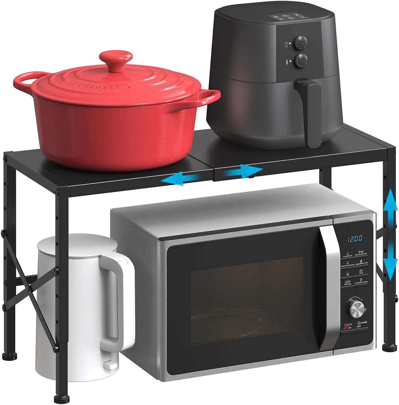 Expandable Metal Storage Shelves,100LBS Stackable Pantry Heavy Duty Shelving Units and Storage for Small Appliances,Adjustable Countertop organizer for kitchen,Cabinets,Closet,Pantry,Garage,Warehouse