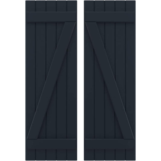 Ekena Millwork 17.5-in W x 50-in H Starless Night Blue Paintable/Stainable Board and batten Framed Wood Exterior Shutters ( 2 -Pack )