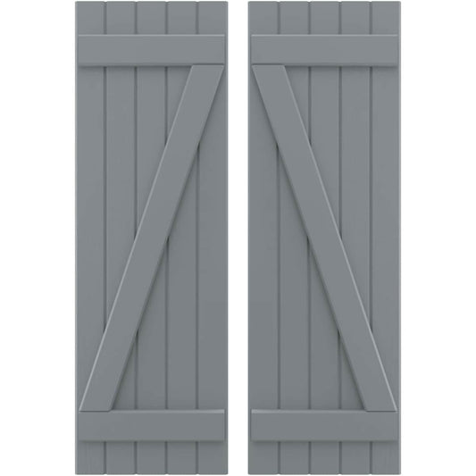 Ekena Millwork 17.5-in W x 79-in H Ocean Swell Paintable/Stainable Board and batten Spaced Wood Exterior Shutters ( 2 -Pack )
