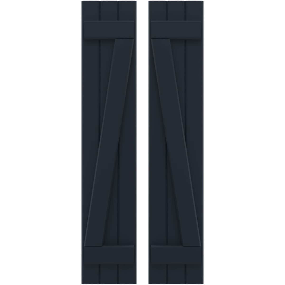 Ekena Millwork 10.5-in W x 68-in H Starless Night Blue Paintable/Stainable Board and batten Z-bar Wood Exterior Shutters ( 2 -Pack )