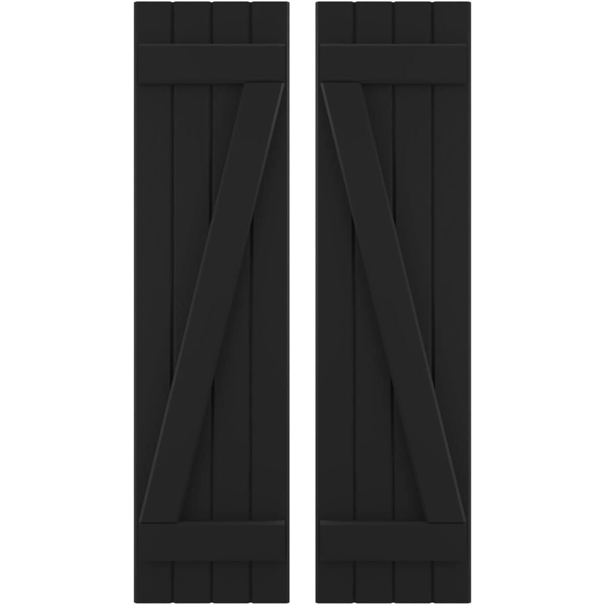 Ekena Millwork 14-in W x 68-in H Black Paintable/Stainable Board and batten Spaced with z-bar Wood Exterior Shutters ( 2 -Pack )