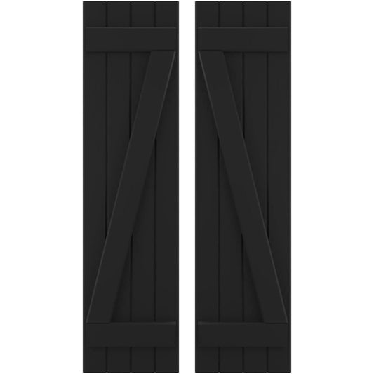 Ekena Millwork 14-in W x 66-in H Black Paintable/Stainable Board and batten Z-bar Wood Exterior Shutters ( 2 -Pack )