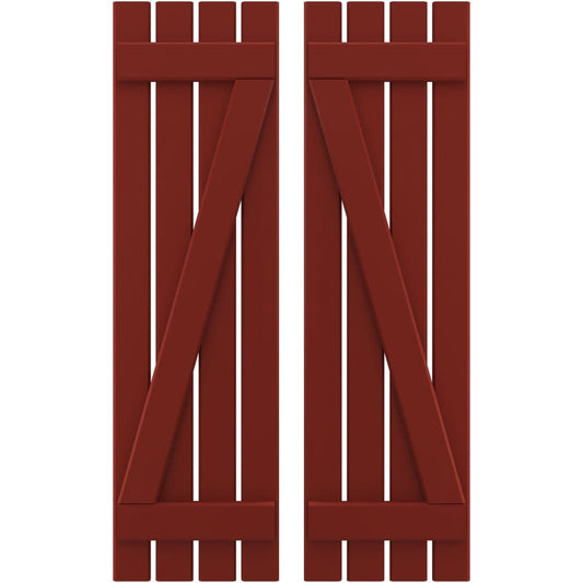 Ekena Millwork 15.5-in W x 44-in H Pepper Red Board and batten Spaced with z-bar Wood Exterior Shutters ( 2 -Pack )