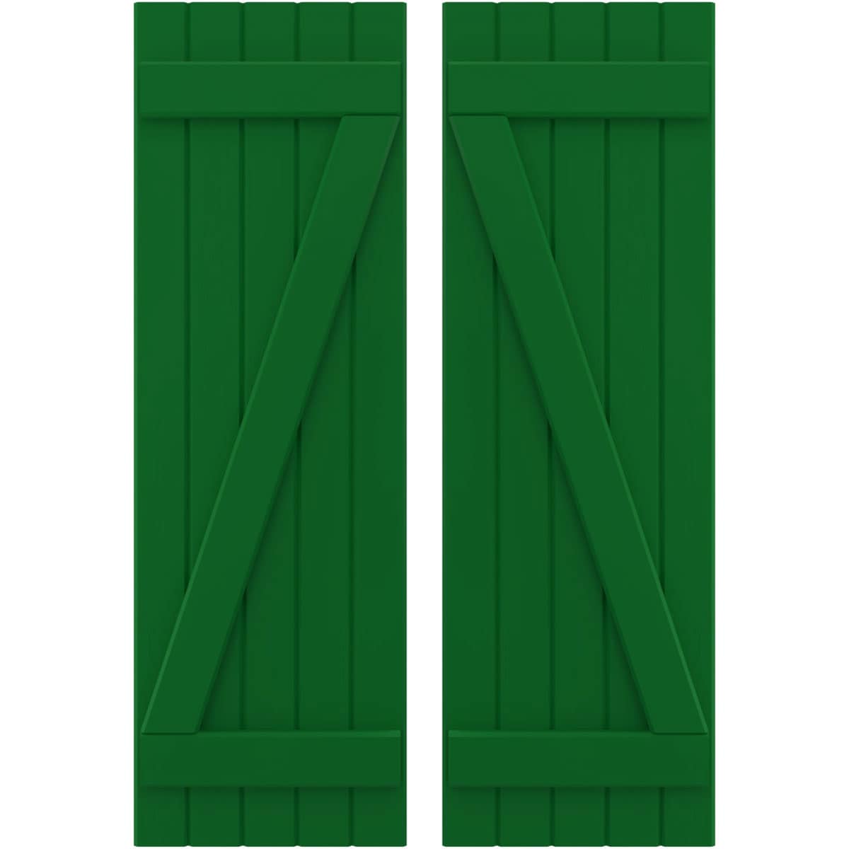 Ekena Millwork 17.5-in W x 79-in H Viridian Green Paintable/Stainable Board and batten Wood Exterior Shutters ( 2 -Pack )
