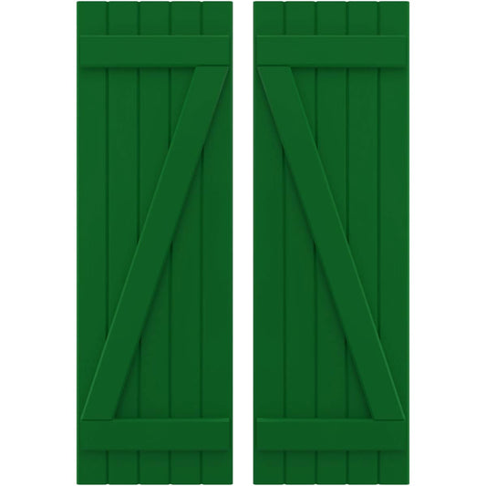 Ekena Millwork 17.5-in W x 79-in H Viridian Green Paintable/Stainable Board and batten Wood Exterior Shutters ( 2 -Pack )