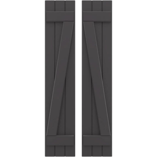Ekena Millwork 10.5-in W x 74-in H Shadow Mountain Paintable/Stainable Board and batten Wood Exterior Shutters ( 2 -Pack )
