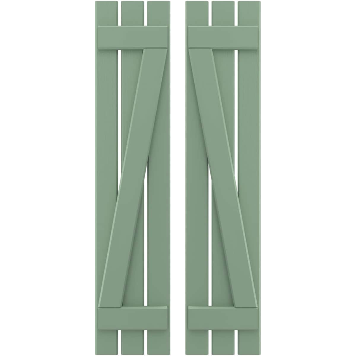 Ekena Millwork 11.5-in W x 74-in H Track Green Board and batten Spaced Wood Exterior Shutters ( 2 -Pack )