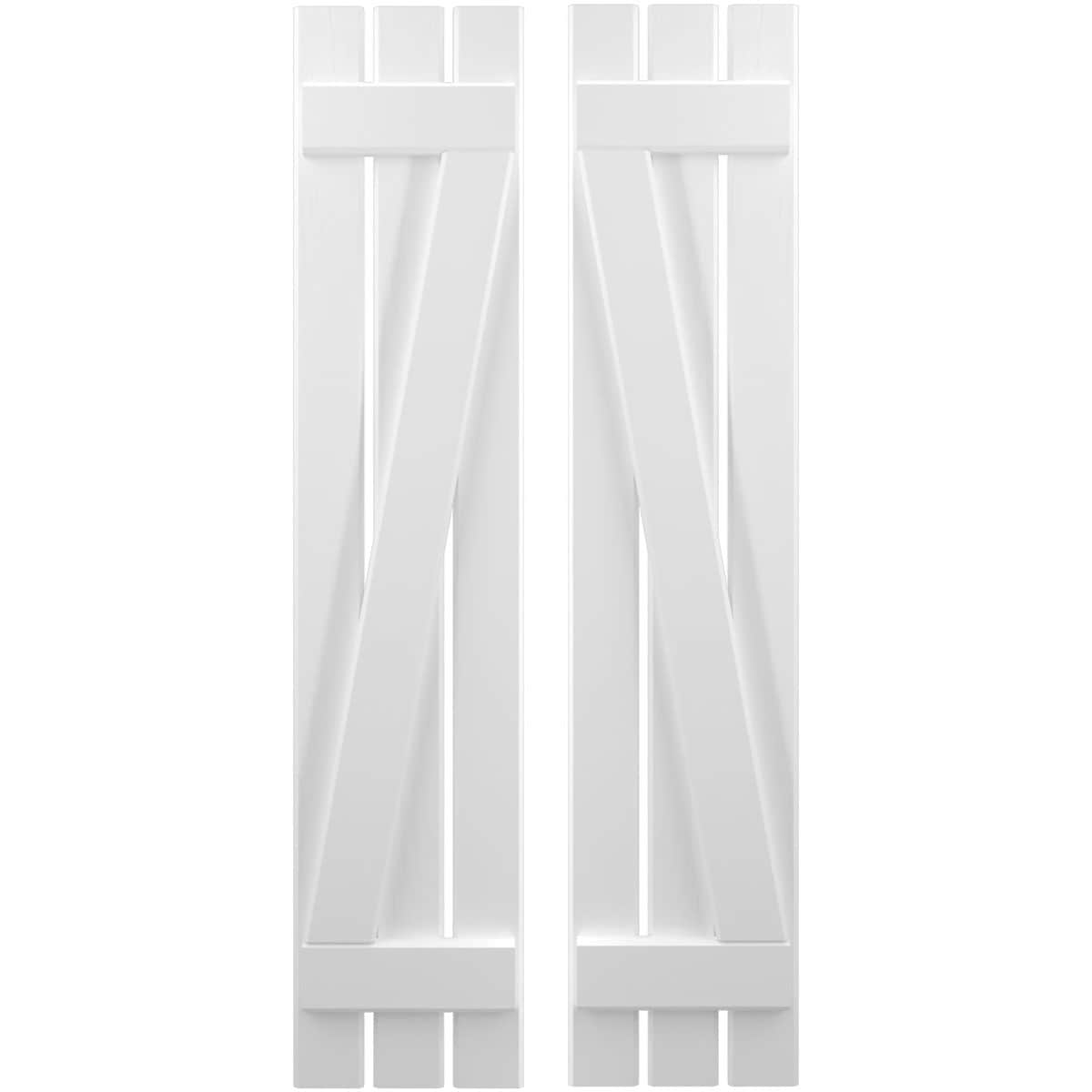 Ekena Millwork 11.5-in W x 84-in H White Paintable/Stainable Board and batten Z-bar Wood Exterior Shutters ( 2 -Pack )