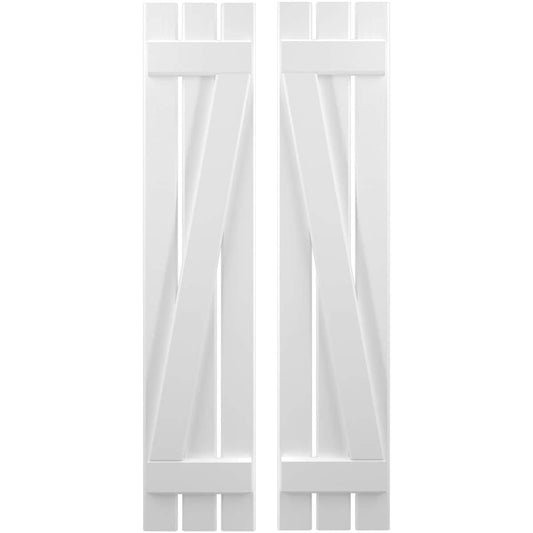 Ekena Millwork 11.5-in W x 84-in H White Paintable/Stainable Board and batten Z-bar Wood Exterior Shutters ( 2 -Pack )