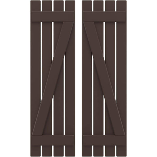 Ekena Millwork 15.5-in W x 66-in H Raisin Brown Board and batten Wood Exterior Shutters ( 2 -Pack )