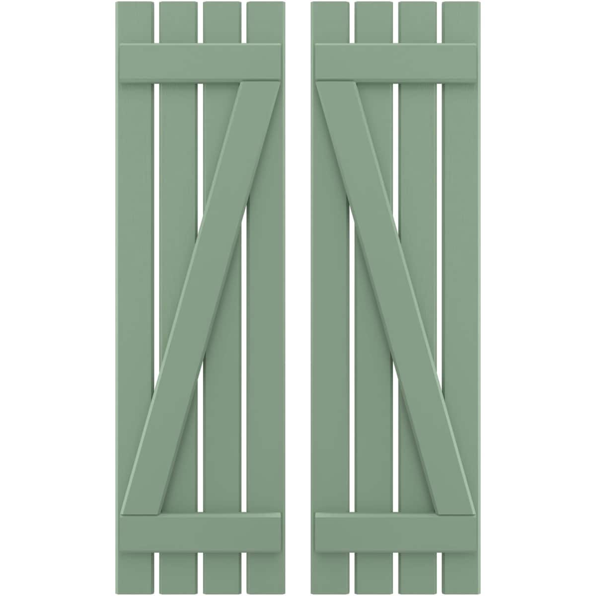 Ekena Millwork 15.5-in W x 76-in H Track Green Board and batten Spaced with z-bar Wood Exterior Shutters ( 2 -Pack )