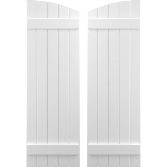 Ekena Millwork 17.5-in W x 76-in H White Paintable/Stainable Board and batten Framed Wood Exterior Shutters ( 2 -Pack )