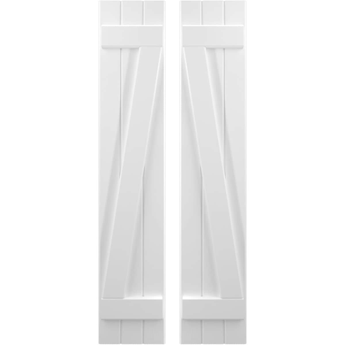 Ekena Millwork 10.5-in W x 84-in H White Paintable/Stainable Board and batten Z-bar Wood Exterior Shutters ( 2 -Pack )