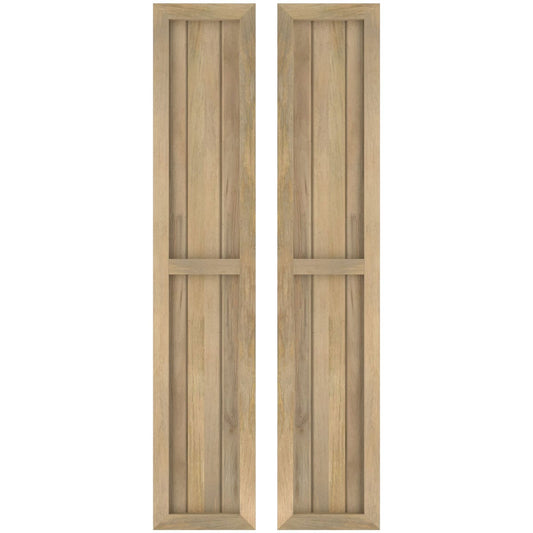 Ekena Millwork 10.5-in W x 80-in H Unfinished Paintable/Stainable Board and batten Spaced Wood Exterior Shutters ( 2 -Pack )